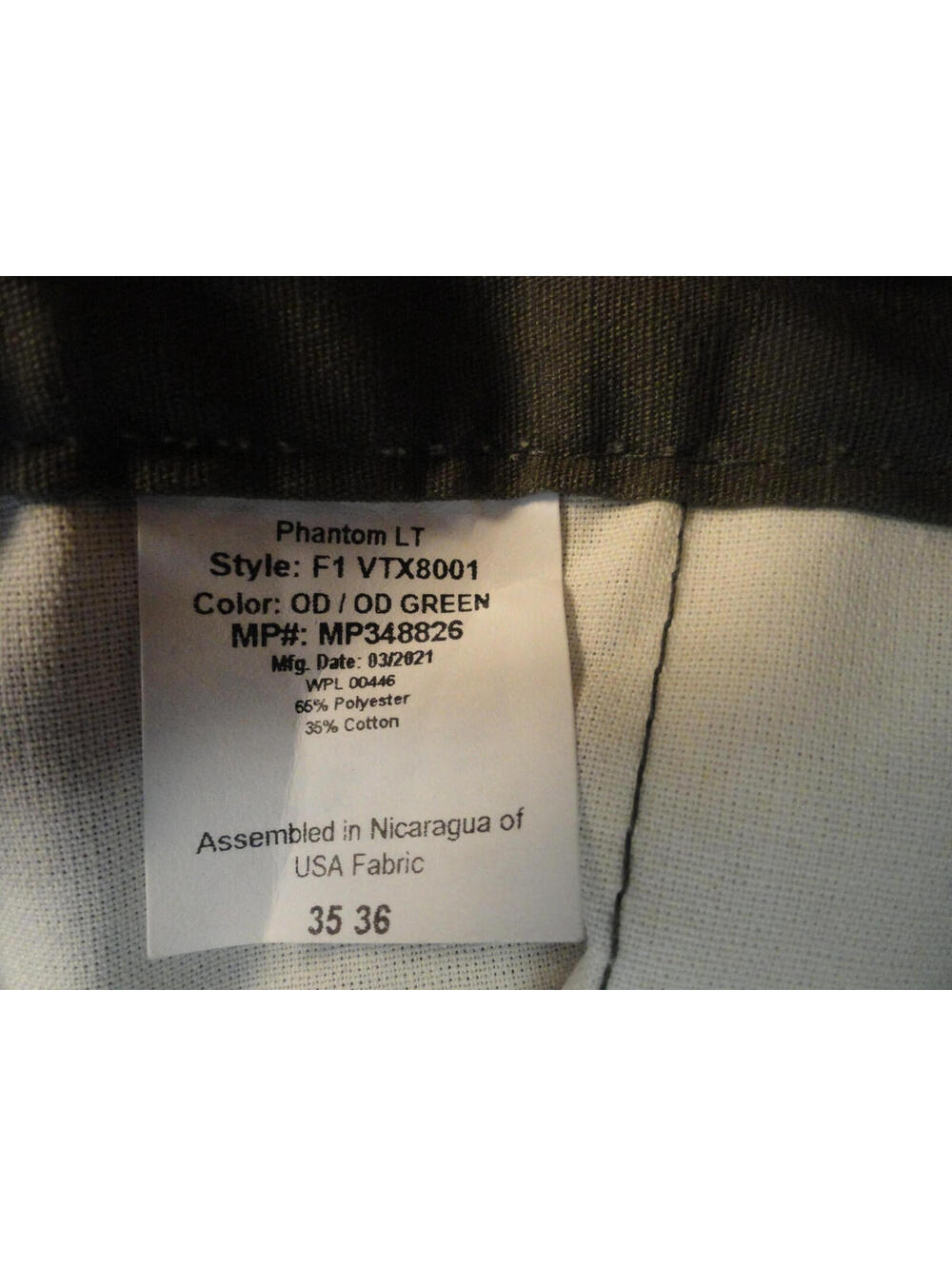 NEW Xvertx Phantom LT Tactical Pants Mens OD Green Cargo Work Gorpcore 35-36 - Picture 9 of 14